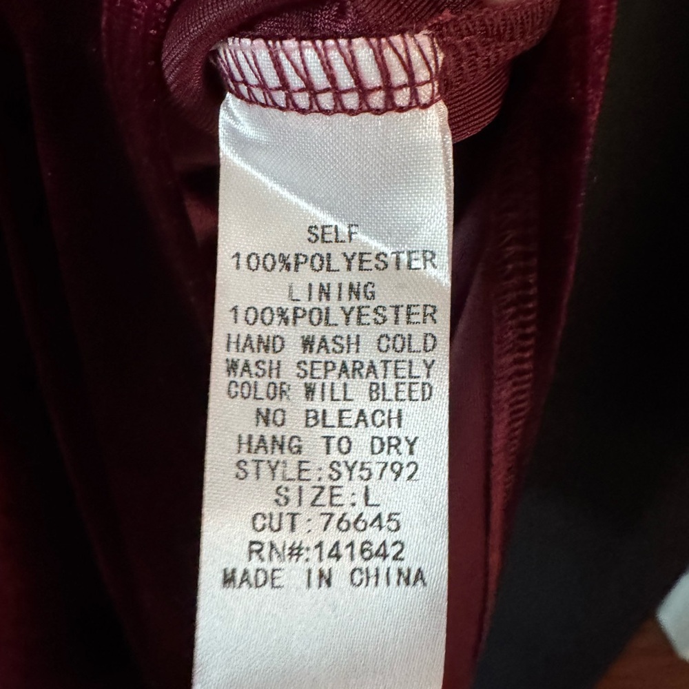She + Sky Wine Velvet Slip Dress - Picture 8 of 8